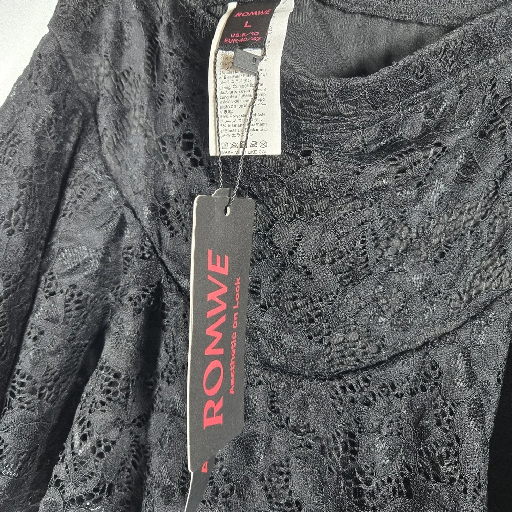 NEW Romwe Back Lace Romantic Goth Tiered Pull On Micro Mini Skirt Size Large